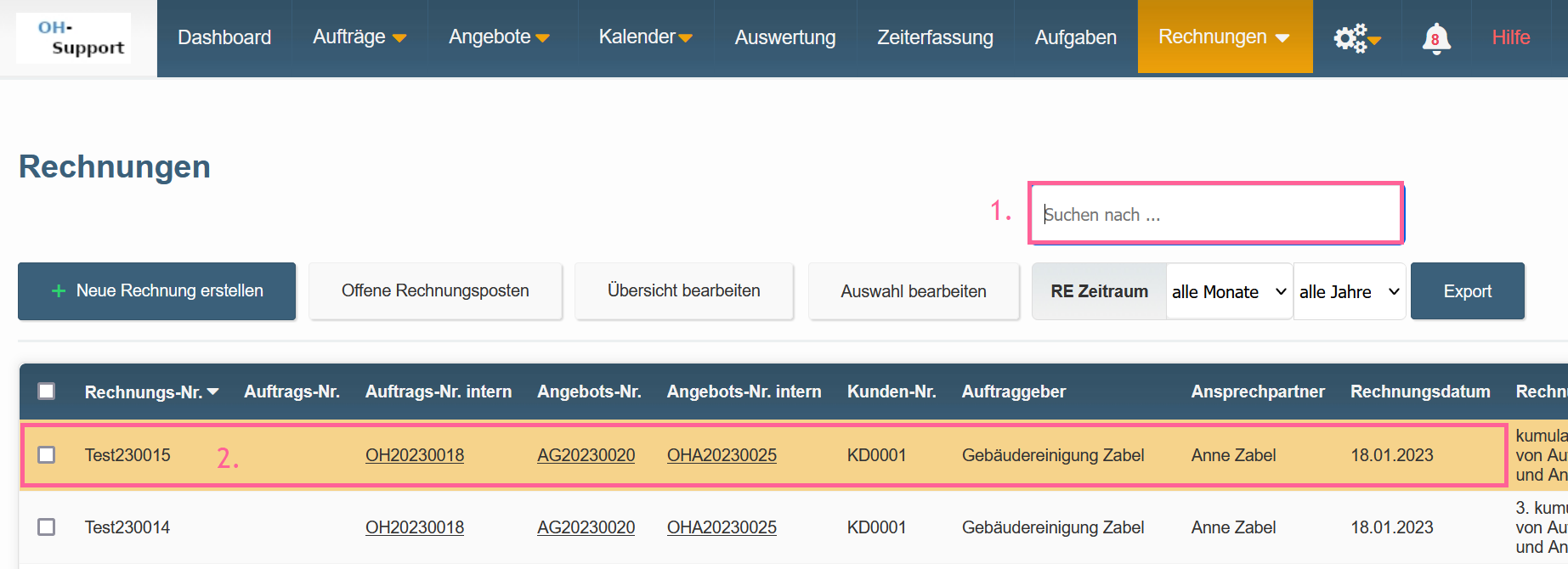Rechnungsübersicht